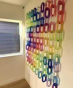 Grandes chaînes à maillons en résine transparente colorée, faites à la main, en forme de hibou moderne, pour décoration murale, projets DIY, séparateur de pièce - Product Image 3
