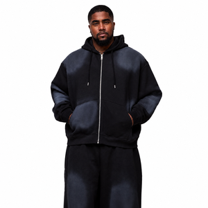 Conjunto Deportivo con Capucha para Hombre, Tallas Grandes, Estilo Degradado, Sudadera con Cremallera Completa, Corte Holgado, Ropa Casual - Product Image 3