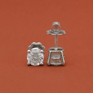 Classic 4-Prong Round <b>Moissanite</b> Diamond <b>Earrings</b>, 925 Silver Fine Jewelry - Product Image 4