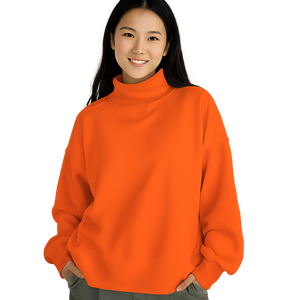 เสื้อสเวตเชิ้ตคอเต่าแขนยาวคุณภาพสูงสำหรับผู้หญิง ผ้าฟลีซ สไตล์ลำลองแนวสตรีท สำหรับฤดูใบไม้ร่วงและฤดูหนาว รับผลิตแบบ OEM พร้อมสกรีนโลโก้ตามสั่ง - Product Image 5