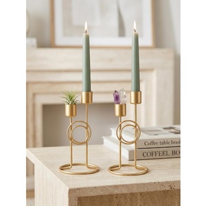 Golden Circular <b>Candlestick</b> Holder <b>Brass</b> Home Decoration Durable Modern Design - Product Image 1