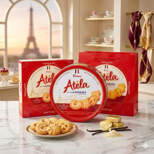 คุกกี้เนยสด 220 กรัม ขายส่ง ผลิตจากส่วนผสมธรรมชาติ บรรจุในกล่องเหล็กสีแดง รับผลิตแบบ OEM ODM - Product Image 1