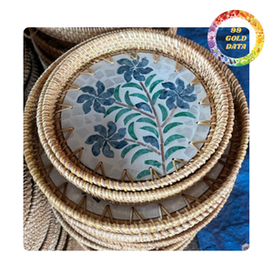 Bandeja de Ratán Tejida a Mano con Incrustaciones de Conchas |   Bandeja Creativa para Servir y Decorar, para el Hogar y la Hostelería - Product Image 4