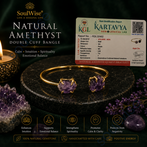 Double Cuff Brass Raw <b>Amethyst</b> Bohemia Style Bangles/Kadde-Gift - Product Image 3