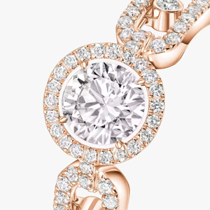 Rose Gold Diamond Engagement <b>Ring</b> Round Brilliant Cut Romantic Women's Fine Jewelry - Product Image 4