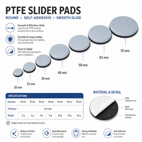 Glissière adhésive pour meubles de bureau en PTFE de 100 mm, patin de protection pour pieds de bureau sur sols durs