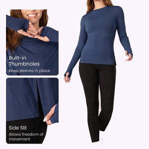 T-shirt de compression à manches longues pour femme, vêtement de sport athlétique, coupe ajustée, haut de performance pour l'entraînement, la gym, la course à pied, à prix réduit - Product Image 3