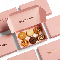 Boîte d'emballage en papier kraft personnalisée, biodégradable, pliable, pour gâteaux, biscuits, beignets, vente en gros, avec logo