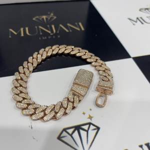 Pulsera de Plata 925 con Moissanita VVS, Corte Brillante, Certificación IGI, Joyería Fina, Diseño de Candado, Bañada en Oro Rosa, MUNJANI - Product Image 6