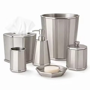 Premium Spa Metal <b>Bathroom</b> <b>Set</b> Luxury Bath Ware <b>Accessories</b> for Spa Resort Hotel Home Vanity Counter Decoration - Product Image 2