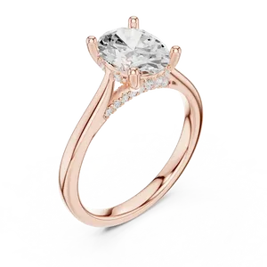 Anillo de diamante ovalado de dos quilates cultivado en laboratorio, oro sólido de dieciocho quilates con halo oculto, regalo unisex para fiesta nupcial - Product Image 4