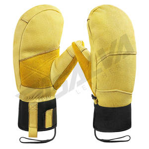 Leather Ski Mittens Gloves High Quality Waterproof Insulated Winter Thermal Snowboarding Skiing Gloves Custom Wholesale - Product Image 1