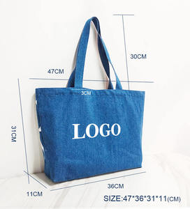 Sac fourre-tout en jean bleu délavé pour femme, vente en gros d'usine, sacs à bandoulière grande capacité, faible MOQ, personnalisation OEM/ODM - Product Image 4