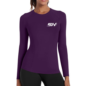 T-shirt de compression à manches longues pour femme, tissu extensible respirant, vêtements de sport, streetwear, t-shirt femme - Product Image 1