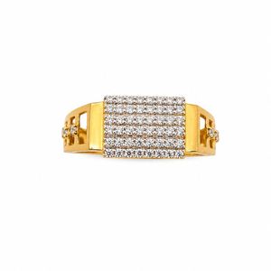 Solid 18K Gold <b>Mens</b> Diamond Multi Row Cluster <b>Ring</b> Rectangular Micro Pave Geometric High Polish Statement Wedding Party Daily - Product Image 1