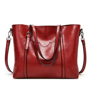 Bolso de hombro de cuero liso para mujer, estilo Hobo, tipo Satchel, Tote, con asa superior, de piel sintética, tipo cubo - Product Image 1