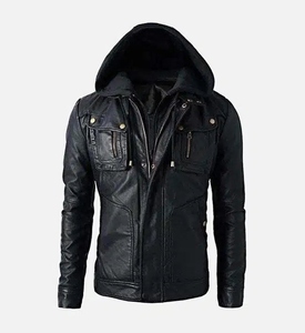 Stylish Black Men’s <b>Winter</b> Leather Jacket Custom Logo Zipper Private Label All Sizes - Product Image 1