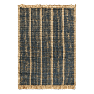 Tapis d'intérieur bleu marine 100% jute, tissé à la main, rayé, en fibres naturelles, fournisseur d'usine - Product Image 1