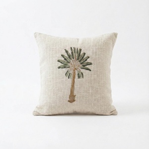 High Quality Handmade Block Printed Palm Tree Printed Cotton Cushion Cover For Home And Living Room - Product Image 1