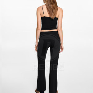 Factory Made Best Selling Yoga <b>Flare</b> <b>Legging</b> Fitness Wear Women Mid Waist Breathable Customized Logo & Colors - Product Image 3