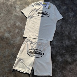 Conjunto Premium de Camiseta sin Mangas y Pantalones Cortos de Mezclilla, Estilo Urbano de Lujo, para Hombre, Talla Grande - Product Image 1