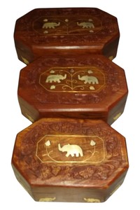 Caja de Joyería de Madera Hecha a Mano con Incrustaciones de Latón, Estuche Octagonal para Almacenamiento, Organizador de Anillos y Regalos - Product Image 2