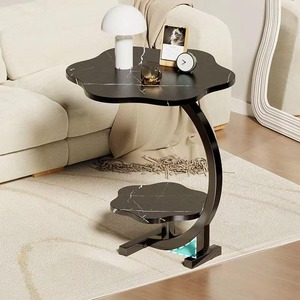 โต๊ะกาแฟทรงกลีบดอกไม้สไตล์ยุโรปหรูหราทันสมัยพร้อมโครงเหล็กสองชั้นสำหรับใช้ในห้องนอนและห้องนั่งเล่น - Product Image 3