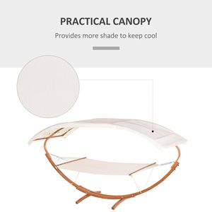 Moderno Soporte Desmontable Blanco para Hamaca con Toldo de Tela y Arco de Madera para Relajación al Aire Libre - Product Image 6