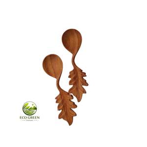 Cucharas de madera creativas hechas a mano con formas únicas de hoja, flor, cola de pez y rama. Cucharas pequeñas de madera ecológicas para café y postre. - Product Image 4