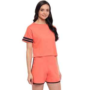 Hot Arrival Custom O Neck Solid <b>Colour</b> Comfy Jersey Fabric Short Sleeves Casual Wear Women Summer <b>Set</b> - Product Image 4