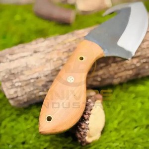 Couteau de camping à lame fixe en acier au carbone, forme pied de mouton, manche en bois, bord biseauté, outil de survie en plein air - Product Image 6