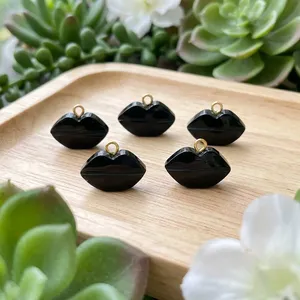 ขั้วต่อพลอยนิลสีดำธรรมชาติแกะสลักริมฝีปากเสน่ห์ทำด้วยมืออุปกรณ์การค้นพบของดีไซน์เนอร์ส่วนประกอบจี้ริมฝีปากมีเสน่ห์ - Product Image 6