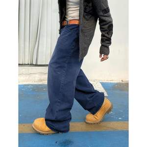 2025 pantalones vaqueros holgados estilo Hip Hop Y2K para hombre, pantalones vaqueros de pierna ancha desgastados, pantalones holgados informales, ropa de calle Jinco relajada - Product Image 2