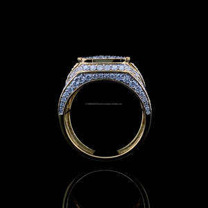 Anillo de compromiso de plata de ley 925 con baño de rodio y moissanita, diseño cuadrado con incrustaciones de diamantes, joyería de lujo estilo hip hop. - Product Image 6