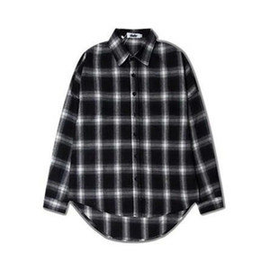 Ropa Urbana Personalizada, Nuevo Diseño, Talla Estadounidense, Camisas de Franela de Manga Larga, Camisas a Cuadros Blancas y Negras, Ropa de Otoño, Camisa de Franela - Product Image 1
