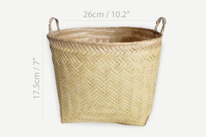 Panier en bambou fait main de haute qualité avec poignées, panier de rangement tissé thaïlandais, vente en gros, fournisseur d'usine OEM - Product Image 2