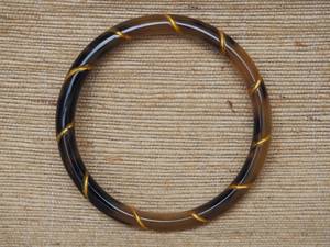 Ensemble de bracelets en corne polie faits à la main, forme ronde, imitation moderne, couleur marron naturel, bijoux de collection pour femmes - Product Image 2