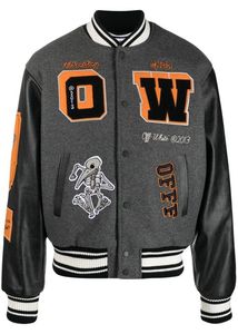 Veste universitaire noire avec logo S orange et patch 94, streetwear pour homme, manches en cuir - Product Image 4