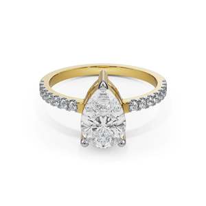 Anillo de Moissanita Aurora en Forma de Lágrima con Centro en Forma de Pera y Banda Pavé Brillante, Chapado en Oro, para Fiesta - Product Image 5