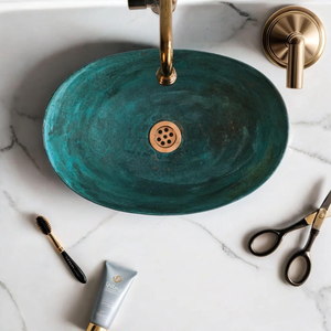 Handmade Oval Copper Vessel Sink <b>Rustic</b> Modern <b>Bathroom</b> Wash Basin Luxury Handcrafted Copper <b>Vanity</b> Basin Decorative Vessel Sink - Product Image 5