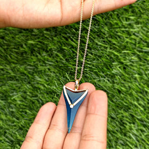 Statement amazonite apatite jade arrowhead necklace 18k gold plated geometric pendant wholesale brass metal <b>cable</b> chain jewelry - Product Image 5
