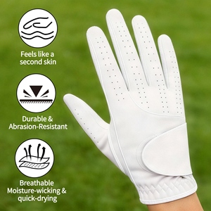 Guantes de Cuero Cabretta Ultra Duraderos para Golf, Protección de Muñeca, Guante de Golf con Logotipo Personalizado, Guante Blanco de Golf - Product Image 3