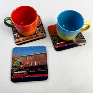 Custom Classic 3mm/5mm MDF Sublimation Wood Drink <b>Coaster</b> Blanks <b>Cork</b> Back Rectangle Shape Reusable Heat Transfer Pads 90-100mm - Product Image 5