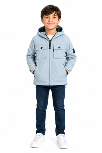 Veste d'hiver à capuche pour garçons Livster Kids, légère, entièrement zippée, coupe-vent, résistante à l'eau, en polyester doux et chaud, décontractée pour l'extérieur - Product Image 1