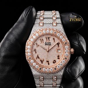 Montre de luxe pour homme en moissanite et diamants, en argent sterling 925, personnalisée, style hip-hop, automatique, mécanique, or rose, deux couleurs - Product Image 4