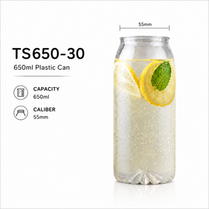 TS650-30 650ml for Clear <b>PET</b> Can with 55mm Easy Open End Lid OEM Export Plastic Bottles for Beverage Packaging - Product Image 1
