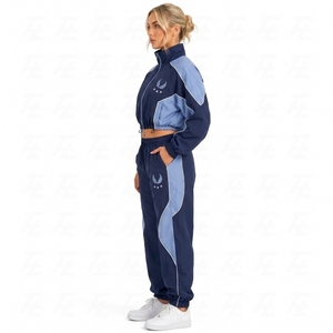 <b>Women</b> Embroidered Stand Collar Windbreaker Jacket and <b>Jogger</b> Pants 2-Piece Sportswear <b>Set</b> 100% Polyester Breathable Quick Dry - Product Image 6