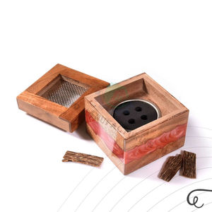 High Quality <b>Wood</b> Resin Inlay Bakhoor Burner Metal Lid Arabic Mabkhara Oud Burner Middle East Home Decor Ramadan Eid Gift - Product Image 2