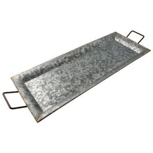 Bandeja de exhibición de acero galvanizado creativa al por mayor de fábrica con asas, bandeja de metal para servir en buffet y decoración del hogar, precio más bajo - Product Image 2