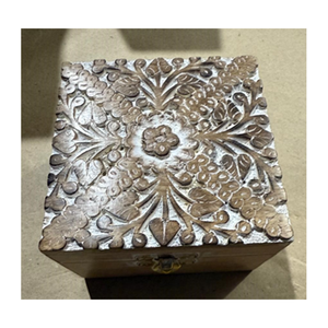 Fabricación en India, Caja de Madera de Mango Hecha a Mano de Alta Calidad para Decoración del Hogar, Caja de Madera Grabada Marrón para Compradores Serios - Product Image 1